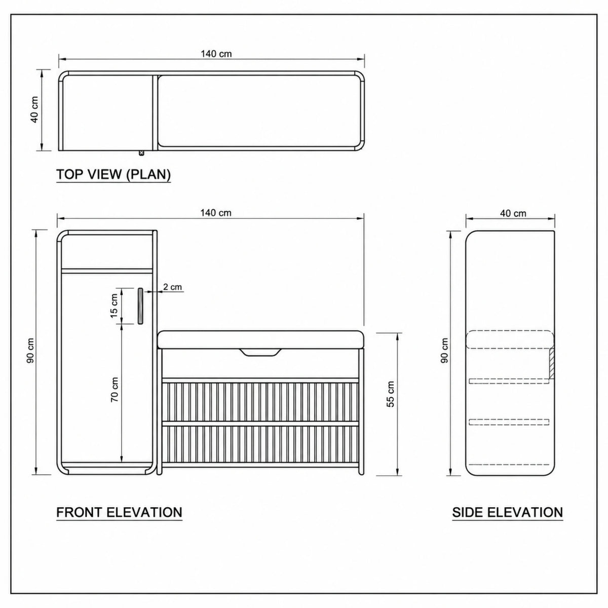 مقاسات بنش الأحذية 140×40×90 سم – لونت