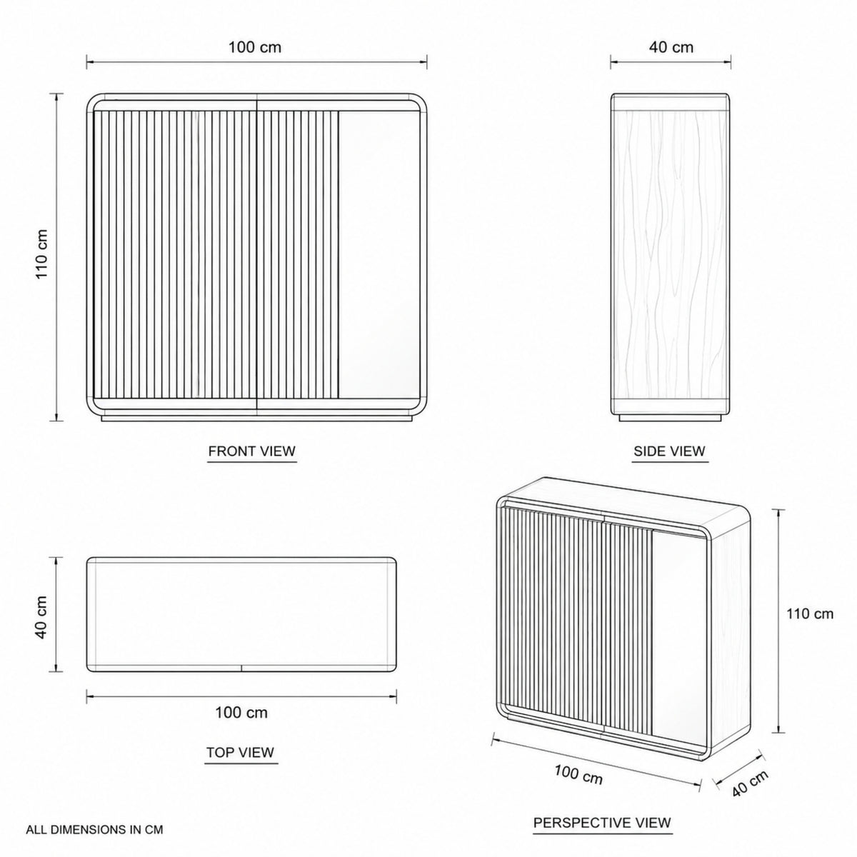 مقاسات الكونسول المضلّع 100×40×110 سم – لونت