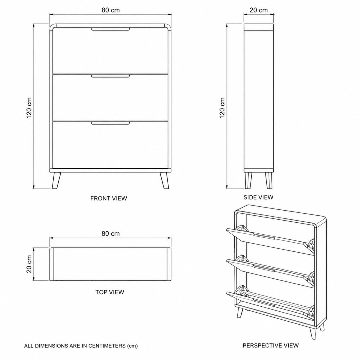 مقاسات الجزامة بالأدراج القلّابة 80×20×120 سم – لونت