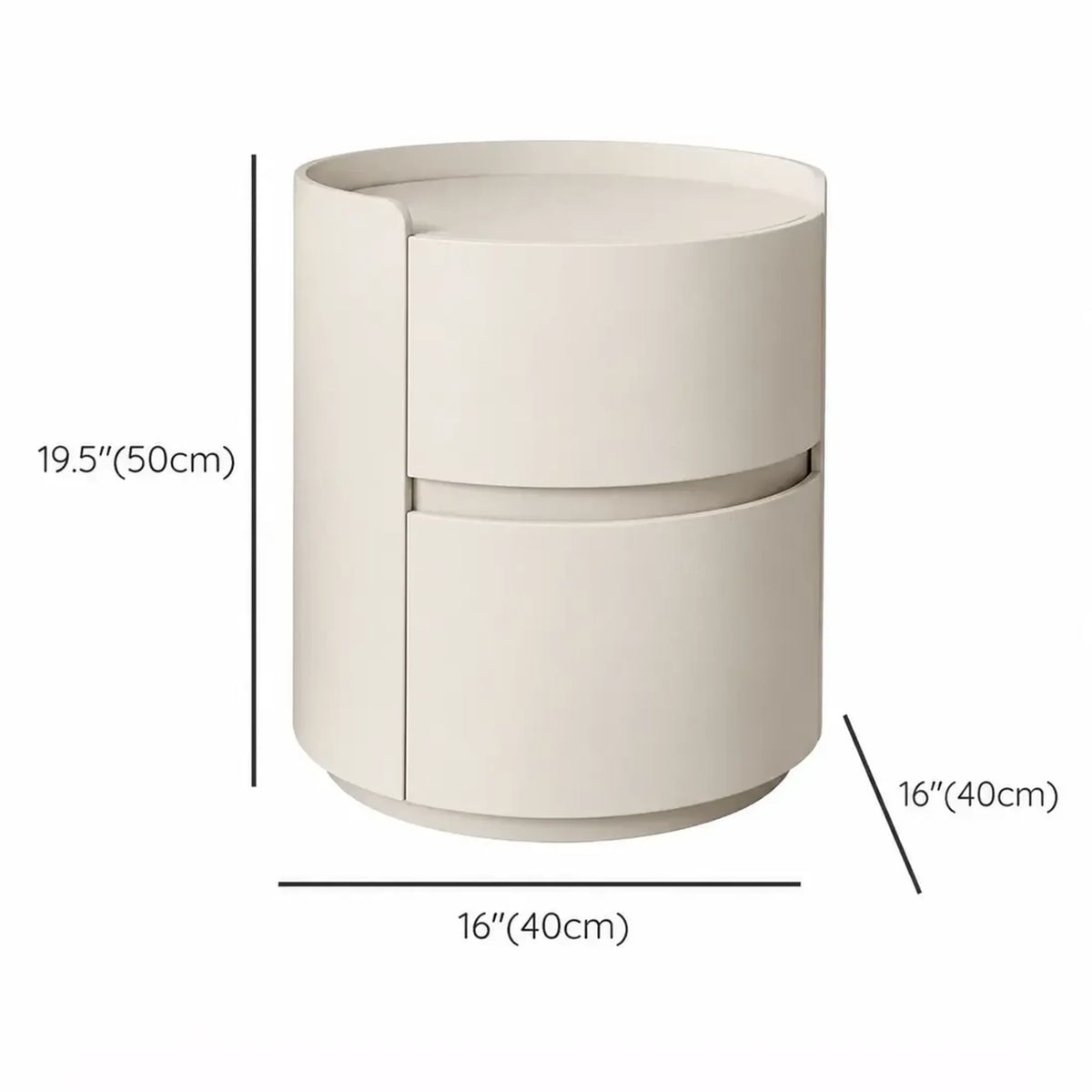 مقاسات الكومودينو الأسطواني 40×40×50 سم – لونت