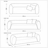 مقاسات الكنبة بالمساند الأسطوانية 200×85×85 سم – لونت