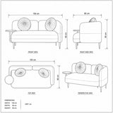 مقاسات الكنبة بالطاولة المدمجة 150×85×85 سم – لونت