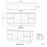 مقاسات البوفيه بسطح العروق 160×40×90 سم – لونت